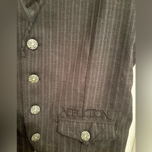 Affliction black premium embroidered vest L - Picture 6 of 9
